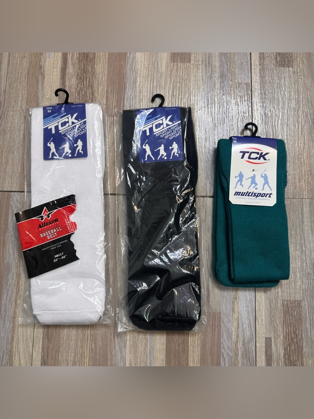 TC Tall Baseball Socks - White, Black, Teal Size Medium NWT